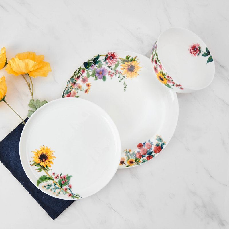 Mikasa Garden Of Petals 12-Piece Bone China Dinnerware Set